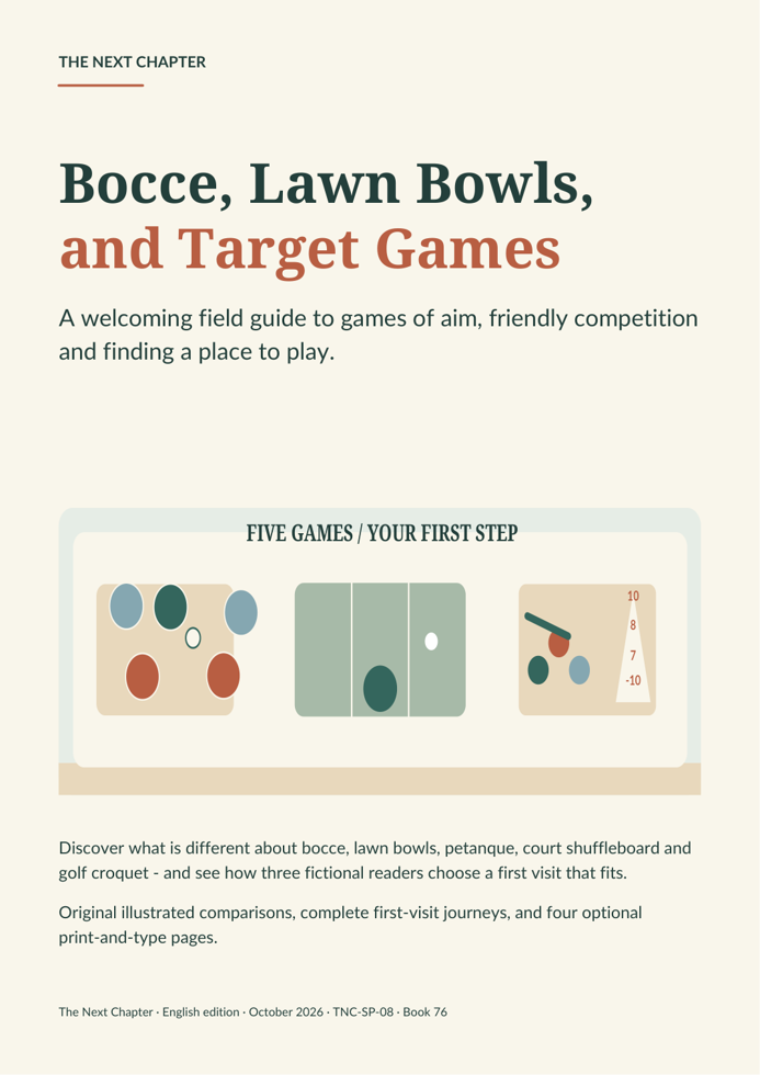 Illustrated cover for Bocce, Lawn Bowls, and Target Games