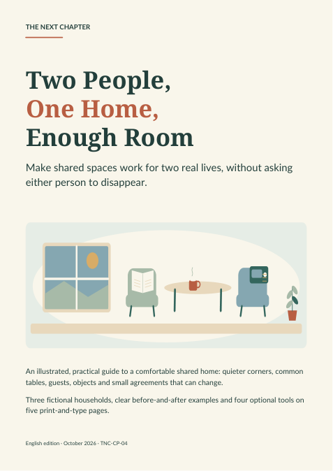 Illustrated cover for Two People, One Home, Enough Room